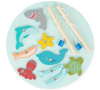 Bieco Gioco di pesca magnetico, giocattolo in legno per bambini dai 2 anni, diametro 24 cm, pesca magnetica in legno