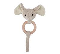 Bieco Sonaglio per bambini | Simpatici elefanti all'uncinetto con anello in legno | Sonaglio per bambini e ragazze | Eefanten Greifling all'uncinetto con sonaglio | Anelli di presa per bambini