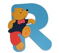 Bieco - Lettera R in legno, motivo: orsetto blu, colore: Blu