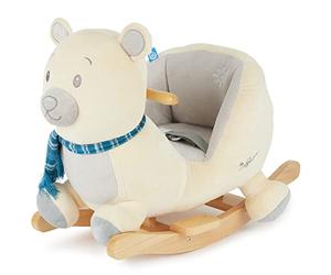 Bieco Peluche a forma di orso polare, 60 cm, per bambini, con cintura di sicurezza, altalena per bambini, altalena per bambini, a partire dai 9 mesi, in legno