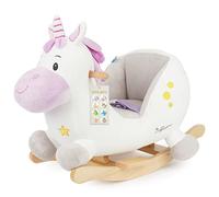 Bieco Peluche unicorno 60 cm, sedia a dondolo con cintura sicurezza, per bambini da 9 mesi in legno