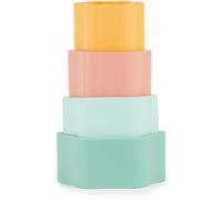 Bieco Silicone Stacking Tower Flower attività giocattolo 12 m+ Tropical Vibes 4 pz