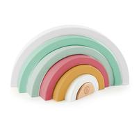 Bieco Torre Impilabile Arcobaleno in Legno a Bacche Gioco a Incastro per Bambini Montessori Bastoncini Decorativi da 1 Anno