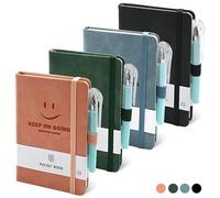 BieFuSin A6 Pocket Notebooks, 4PCS Hardcover Business Classic Riviste foderate con 4 penne nere per ufficio di lavoro Journaling, Classic Ruled Mini Notepad con Divisori e Portapenne, 9 X 14cm