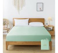 bienDo Lenzuolo 200x200 con Angoli, bambù-Seta Vegana, Fresche Refrigerante Estive, Bamboo Bed Sheet, Altezza Fino a 35cm, Più Morbido del Lenzuola Euro King in Cotone Egiziano-Verde