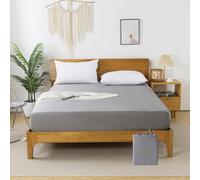 bienDo Lenzuolo Matrimoniale 180x200 con Angoli, bambù-Seta Vegana, Fresche Refrigerante Estive, Bamboo Bed Sheet, Altezza Fino a 35cm, Più Morbido del Lenzuola in Cotone Egiziano-Grigio