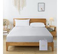 bienDo Lenzuolo Matrimoniale 180x200 con Angoli, bambù-Seta Vegana, Fresche Refrigerante Estive, Bamboo Bed Sheet, Altezza Fino a 35cm, Più Morbido del Lenzuola in Cotone Egiziano-Grigio Chiaro