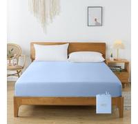 bienDo Lenzuolo Singolo 100x200 con Angoli, bambù-Seta Vegana, Fresche Refrigerante Estive, Bamboo Bed Sheet, Altezza Fino a 35cm, Più Morbido del Lenzuola Elastici in Cotone Egiziano-Blu