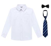 Bienzoe Ragazzi Uniforme Scolastica Manica Lunga Oxford Camicia Pacco Bianca 6X