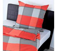 Bierbaum 314370 Raso di Cotone makò - Letto Satin con Zip, Dessin 4311 - Stone, 100% Cotone, Rot, 135 x 200 cm