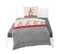 Bierbaum Biancheria da letto 3743, in flanella, 100% cotone, disegnata in Germania, grigio 10, 135 x 200 + 80 x 80 cm, multicolore