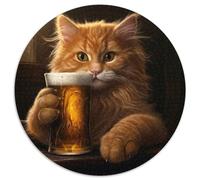 Biertrinkende Katze,Puzzle für Erwachsene,1000 Teile,Unmögliches Puzzle für Erwachsene,Herausforderndes Denkspiel für Teenager,Perfekt für die Heimdekoration oder als Geschenk,1000 Teile (67,5x67,5cm)