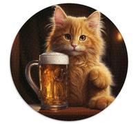 Biertrinkende Katze, Puzzle für Erwachsene, 1000-teiliges Papppuzzle für Teenager und Familienspaß, perfektes Weihnachtsgeschenk, 1000 Teile (67,5x67,5cm)
