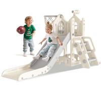 Bierum Scivolo per bambini 5 in 1, a forma di L, per bambini da 1 a 3 anni, con fasce da basket, giocattolo telescopico e cuscinetti auricolari antiscivolo, set da gioco per bambini