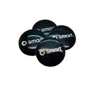 BIESL 4 Pezzi Auto Coprimozzo Stickers per Smart Fortwo Forfour 453 451 450, Autoadesivo Impermeabili Antipolvere Adesivo Copricerchi Auto Tuning Auto Accessori,Black-56mm