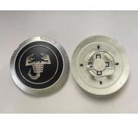BIESL 4 Pezzi Copri Ruota per Abarth Fiat 500 595 695, Impermeabili Antipolvere Centrale Coprimozzo Copriruota Centrale Pneumatici Copertura Decorazione 133mm,Black Silver