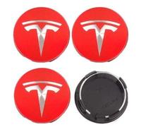 BIESL 4 Pezzi Copri Ruota per Tesla Model 3, Model Y, Model S, Model X, Impermeabili Antipolvere Centrale Coprimozzo Copriruota ABS Centrale Pneumatici Copertura Decorazione,Red Silver-57mm