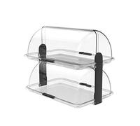 BIESSE 179/00-Panera Doble Transparente, 44.2x31x40 cm, Contenitore per Il Pane a Doppio Piano con Due Lati Aperti, Trasparente, 44.2x33.2x40.5 cm