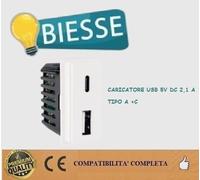 BIESSE COMPATIBILE SERIE NOW BTICINO PRESA SCHUKO BIANCA USB COVER RJ45