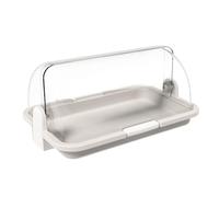 Biesse - Polibox, Vetrinetta Espositiva, Contenitore Porta Alimenti Piccolo in Plastica trasparente con doppia apertura (Warm Gray)