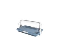 Biesse - Polibox, Vetrinetta Espositiva, Contenitore Porta Alimenti Piccolo in Plastica trasparente con doppia apertura (Azzurro)