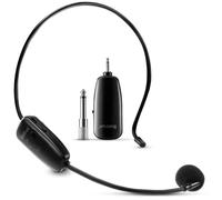 Bietrun Cuffia con microfono wireless, sistema di microfono con cuffia wireless UHF, portata 160 piedi, spina da 1/4'', per altoparlanti, amplificatore vocale, sistema PA