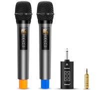 Bietrun Microfoni wireless con eco, alti, bassi e Bluetooth, portata 40 m, portatile, UHF, sistema di microfono dinamico per karaoke, con ricevitore ricaricabile, per karaoke, canto, amplificatore