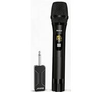 Bietrun Microfono wireless, microfono dinamico con ricevitore ricaricabile, connessione automatica, design interamente in metallo, portata di 48,8 m, microfono senza fili per karaoke, altoparlante