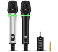 Bietrun Microfono wireless ricaricabile, doppio microfono senza fili in metallo, senza fili, con Bluetooth, gamma UHF 60 m, per uscita da 1/4", 1/8", sistema PA, DJ, mixer, chiesa (bianco e nero)