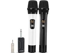 Bietrun UHF - Microfono senza fili, in metallo, con ricevitore ricaricabile, uscita da 1/4", per karaoke, chiesa, discorso, matrimoni, feste (portata 48,8 m) - Connessione automatica