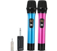 Bietrun UHF - Microfono senza fili, in metallo, con ricevitore ricaricabile, uscita da 1/4", per karaoke, chiesa, discorso, matrimoni, feste (portata 48,8 m) - Connessione automatica