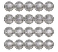 BIEUFBJI 20 palloncini rotondi in argento 4D per discoteca anni '70 e '80, decorazioni per feste di compleanno e addio al nubilato