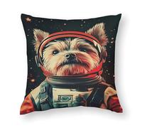 Biewer Terrier Astronauta Poster_ Biewer Terrier Retro Print_ Biewer Terrier Ritratto _ Poster divertente cane _ Andy Warhol Art _ Poster vintage cane - 1_4 Federa e cuscino in poliestere, stile