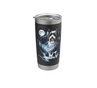 Biewer Terrier Howling to the Moon, cane retrò anni '90 Bicchiere termico in acciaio inox doppia parete