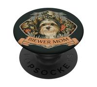 Biewer Terrier o Yorkie Mom Vintage Style Floral PopSockets PopGrip Adesivo