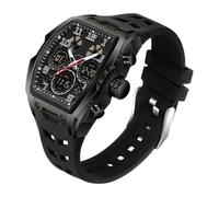 BIEWO Orologi da uomo unico rettangolo grande quadrante digitale analogico doppio tempo display conto alla rovescia cronometro Punk Cool design 5ATM cinturino in silicone impermeabile orologio