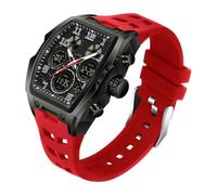 BIEWO Orologi da uomo unico rettangolo grande quadrante digitale analogico doppio tempo display conto alla rovescia cronometro Punk Cool design 5ATM cinturino in silicone impermeabile orologio