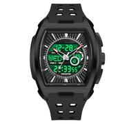 BIEWO Orologio da uomo unico rettangolare cavo unico rettangolare orologio da polso con display digitale analogico doppio fuso orario conto alla rovescia cronometro design punk cool impermeabile 5ATM