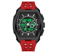 BIEWO Orologio da uomo unico rettangolare cavo unico rettangolare orologio da polso con display digitale analogico doppio fuso orario conto alla rovescia cronometro design punk cool impermeabile 5ATM