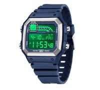 BIEWO Orologio digitale da uomo, quadrato, sportivo, impermeabile, per attività all'aperto, semplice, alla moda, doppio fuso orario, LED luminoso, sveglia, cronometro, orologi da polso, Blu