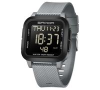 BIEWO Orologio digitale quadrato da uomo, sportivo, militare, multifunzione, impermeabile, quadrante con numeri grandi, quadrante grande, orologio in silicone per ragazzi e studenti, Nero grigio