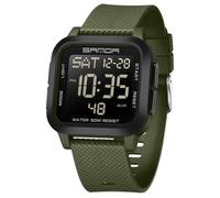 BIEWO Orologio digitale quadrato da uomo, sportivo, militare, multifunzione, impermeabile, quadrante con numeri grandi, quadrante grande, orologio in silicone per ragazzi e studenti, Nero verde
