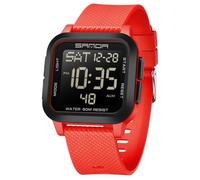 BIEWO Orologio digitale quadrato da uomo, sportivo, militare, multifunzione, impermeabile, quadrante con numeri grandi, quadrante grande, orologio in silicone per ragazzi e studenti, Nero e rosso