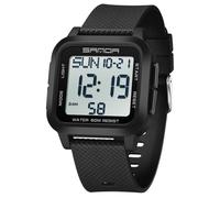 BIEWO Orologio digitale quadrato da uomo, sportivo, militare, multifunzione, impermeabile, quadrante con numeri grandi, quadrante grande, orologio in silicone per ragazzi e studenti, Nero e bianco
