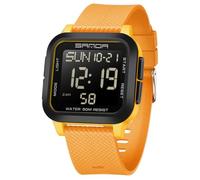 BIEWO Orologio digitale quadrato da uomo, sportivo, militare, multifunzione, impermeabile, quadrante con numeri grandi, quadrante grande, orologio in silicone per ragazzi e studenti, Nero giallo