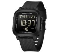 BIEWO Orologio digitale quadrato da uomo, sportivo, militare, multifunzione, impermeabile, quadrante con numeri grandi, quadrante grande, orologio in silicone per ragazzi e studenti, Tutto nero