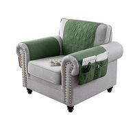 Bieyaet Copribraccioli Fodera per Bracciolo del Divano, Cuscini Poggiatesta per Divani, Fodera per Poltrona, Pet Friendly Fodera per Divano Aderente (Nero Verde,1 Seat | 3 pc)