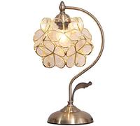 Bieye L30734 Lampada da tavolo in vetro colorato in ciliegio con base in ottone vintage paralume largo 21 cm, altezza 42 cm (Bianco chiaro)