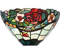 Bieye L30735 Applique da parete in vetro colorato in stile Tiffany con fiore di rosa, per l'arredamento della casa, larghezza 12 pollici