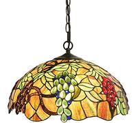 Bieye L30762 Lampadario a sospensione in vetro colorato in stile Tiffany con paralume largo 18 pollici, 3 luci, cablato (Uva verde, Il paralume ha un diametro di 45,7 cm.)
